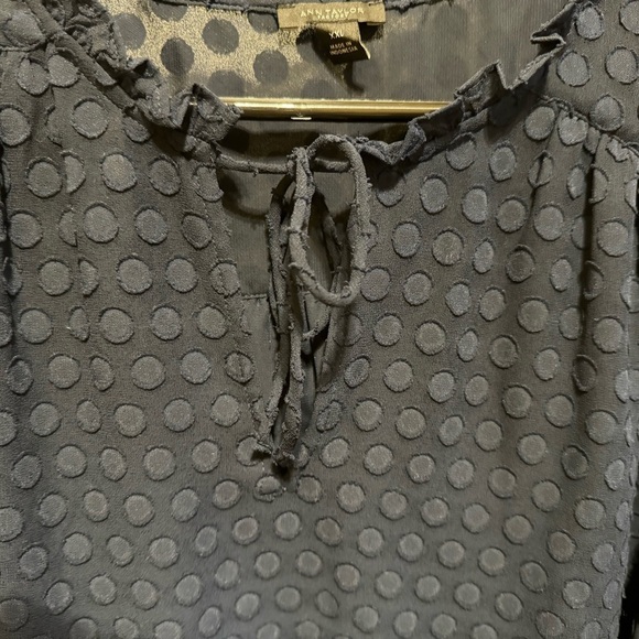 Ann Taylor Navy Blue Polka Dot Long Sleeve Blouse Sz XXL - Picture 2 of 10